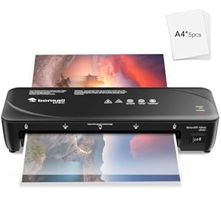 Bonsaii Plastificatrice A4, 80-125 Micron, Tecnologia per Evitare Inceppamenti, Sistema a 2 rulli, Plastificazione Veloce, Plastificatrice per Foto e Documenti L418-C