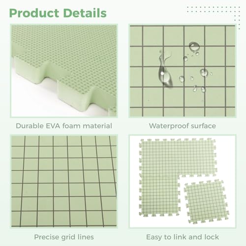 Blocking Mats for Knitting, 9 Pack Crochet Blocking Boards, 0.7\" Extra Thick Blocking Mats with Grid Lines for Crochet or Needlepoint, 50 T-pins, 12.6×12.6 Inch