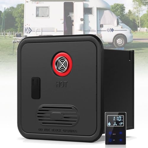 RV Tankless Water Heater Propane, 55,000 BTU, 15x15 Inch On Demand Instant Hot With Remote Control, DC 12V, Compatible With All RVs(Black)