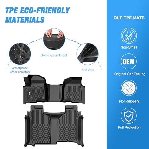 Image of Nilight Floor Mat for Chevy Silverado GMC Sierra 1500 Bench Seat 2019-2026