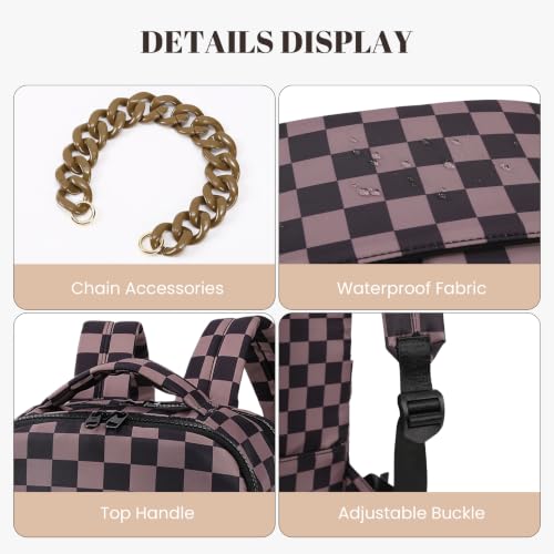 hibear Plaid Backpack for Women Cute Bow Backpack Trendy Rucksack Gingham Travel Bookpack for Campus Commute - image 4