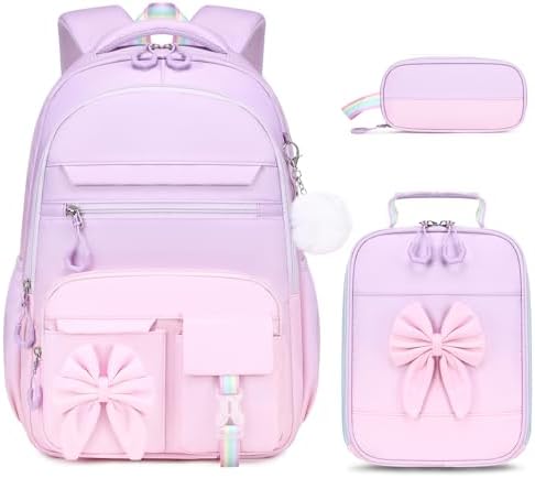 DIGOBAY Backpack for Girls, Cute Girls Backpack with Lunch Bag Pe...