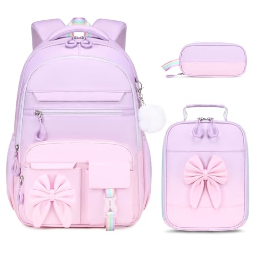 DIGOBAY Backpack for Girls, Cute Girls Backpack with Lunch Bag Pencil Case