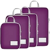 Cambond Compression Packing Cubes with See Through Label Window - Expandable Packing Cubes for Travel Bags Essentials Luggage Paking Organizers Compression Cubes for Carry on Suitcases, Purple
