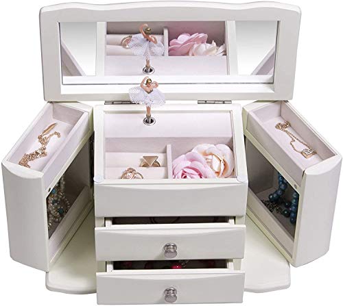 Mele & Co. Angelica Girl's Wooden Musical Ballerina Jewelry Box In Ivory #TOP2