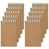 Hxezoc 10 Pack Pocket Kraft Notebook Set, 3 x 5 Small Notebook Mini Spiral Notepads Memo Pads for Office School Home College Decoration Supplies