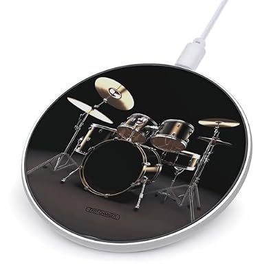 Cool Drum Set Wireless Charger Portable 10W Fast Wireless Charging Pad Compatible with Phone Ultra-Thin Charging Station Lightweight Charger Mat for Travel Home Office Desk