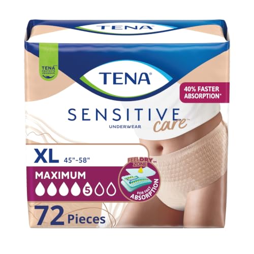 Tena Sensitive Care Maximum Incontinence Underwear Women XL 45-58in 72 ct