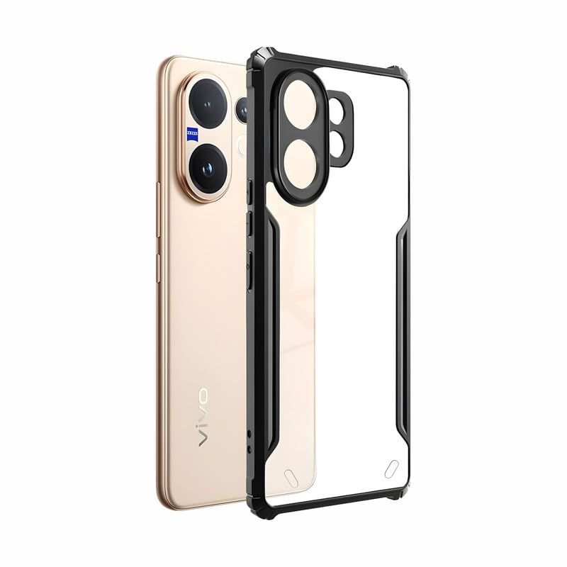 Image of AIBEX for Vivo V60E 5G / Vivo T4 Pro 5G / Vivo V60 5G Mobile Back Case Cover, Crystal-Clear Shockproof Bumper with Camera Guard | 360 Hybrid Protection (TPU+PC) | Anti-Yellow, Slim Transparent