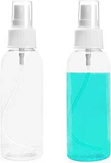 Symbah Small Spray Bottle 120 ML (Pack of 2) Clear Empty Refillable Atomizer Plastic Bottles with Lids Fine Mist Mini Travel Bottle Perfect for Cosmetic, Perfume, Cleaning Liquid, Essential Oil