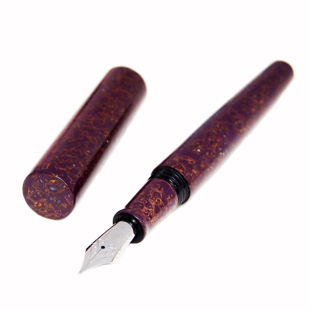 Amazon | WANCHER 万年筆 世界万年筆 犀皮漆 紫上げ (螺鈿) 天然木 犀