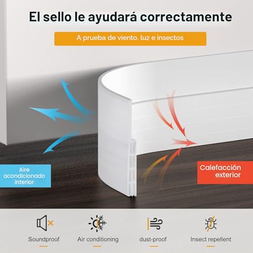 Miniatura 3 de Extsud Tira De Sellado Burlete Bajo Puerta Tira Autoadhesiva Silicona Para Puerta Aislamiento Acústico A Prueba De Viento Anti-Bug De Sellado, 5x100cm Blanco