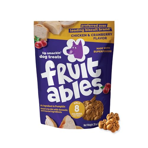 Fruitables Baked Dog Treats Healthy Pumpkin Treat for Dogs Low Calorie & Delicious Made Without Wheat Corn and Soy Made in the USA Allergy Friendly Chicken and Cranberry Flavor 20 oz