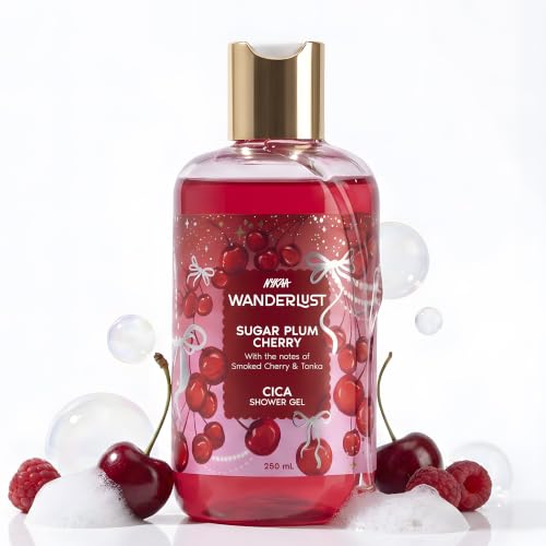 Image of Nykaa Wanderlust Sugar Plum Cherry with Cica Gentle Cleanser Body Wash for Nourished, Refreshing Skin | 250ml | Paraben-Free & Vegan