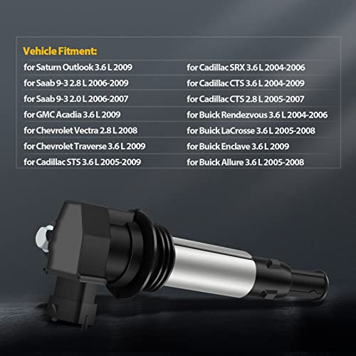 Ocpty Set Of 6 Ignition Coils Compatible For Buick For Allure Enclave For Cadillac Srx Cts For Chevrolet Traverse For Gmc Acadia V6 2.8L 3.6L 2004-2009 Fit For Oe Uf375 C1508 Ic505 #TOP1