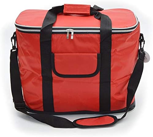 Ossian Folding 26L Can Cool Bag - Large Red Insulated 50 Soft Drink Can Cooler with Pocket, Dual Strap Carry Handle and Shoulder Strap - Keeps Food Drink Water Cold When Camping Picnic Travel Holiday