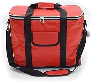 Ossian Folding 26L Can Cool Bag - Large Red Insulated 50 Soft Drink Can Cooler with Pocket, Dual Strap Carry Handle and Shoulder Strap - Keeps Food Drink Water Cold When Camping Picnic Travel Holiday