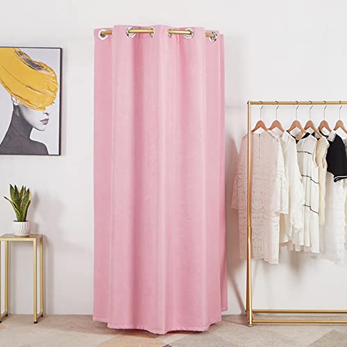 Cabine d'essayage en U drapée bleue vestiaire boutique