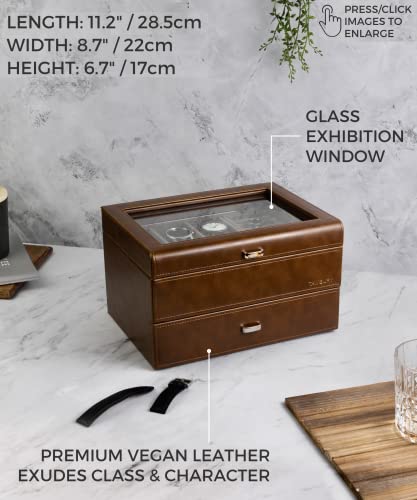 Tawbury 6 Watch Jewelry Box For Men - Jewelry And Watch Box Organizer For Men Watch Case 6 Slot | Male Jewelry Box With Watch Storage | Watch Display Case Glass #TOP2