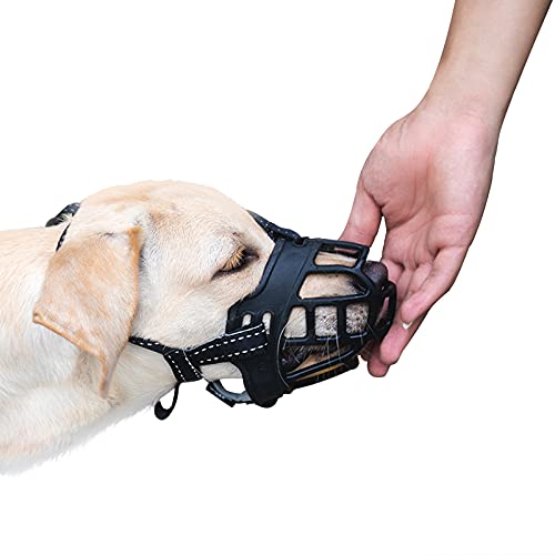 Dog Muzzle, Soft Basket Silicone Muzzles for Small Medium Large X-Large Dogs, Prevents