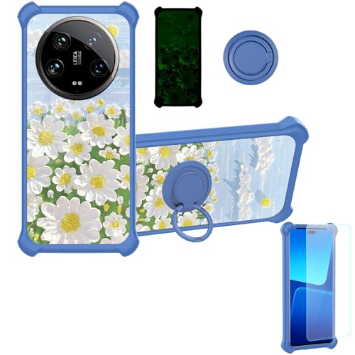 jioeuinly Case Compatible for Xiaomi 14 Ultra Phone Case Cover [with Tempered Glass Screen Protector][Hard PC + Soft Silicone][Ring Support] [Luminous Effect] YGL-CJ
