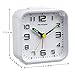 Peakeep 3D Numbers No Tick-Tock Analog Alarm Clock with Classic Beep Sound, Snooze, Manual Light and Battery Powered Small for Travel (White-3D)