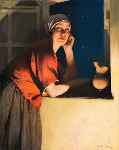 Toile Femme à sa fenêtre affiche d'art moderne pour créer un coin lecture lumineux chez soi