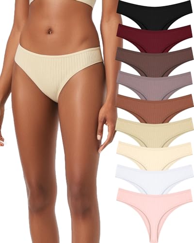 ALL OF SHE 9 Pack String Tanga Damen Baumwolle Sexy Unterwäsche Frauen Set Unterhosen Damen Slips Mehrpack Atmungsaktiv Thong Bikini Pantys S-XL