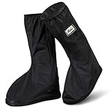 Der überschuhe hat eine zweireiherschnalle und ein gummiband, Sie können die Enge selbst einstellen, um zu verhindern, dass regenwasser eindringt.