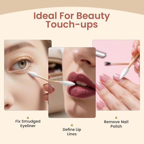 Image of Pointed Cotton Swabs 2000 Count Double Precision Tips with Bamboo Sticks, Pointy Cotton Buds for Makeup Nail Care and Crafts
