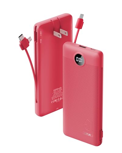 Portable Charger Built-in Cables and AC Wall Plug, VRURC USB
