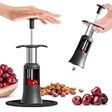 PIUGERU Cherry Pitter Remover Tool, Premium Quick Release Cherry Pitter, 2 in 1 Press & Push Type, Large 33mm Cherry Seed Remover, Durable, Food Grade Stainless Steel & PP Plastic, More Labor Saving