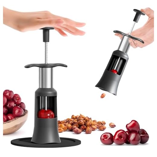 PIUGERU Cherry Pitter Remover Tool, Premium Quick Release Cherry Pitter, 2 in 1 Press & Push Type, Large 33mm Cherry Seed Remover, Durable, Food Grade Stainless Steel & PP Plastic, More Labor Saving