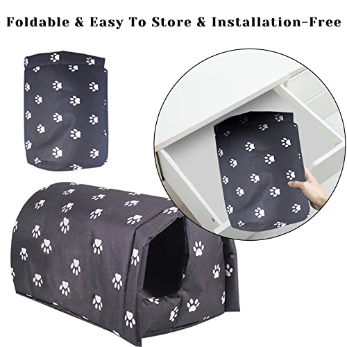 Stray Cats Shelter, Waterproof Outdoor Cat House Foldable Warm Pet Cave For Winter Wild Animal Tent Bed Anti-Slip Kitten Cave For Feral Cat Dog Puppy Weatherproof Black (M:17.7"×15.7"×13.7") #TOP2