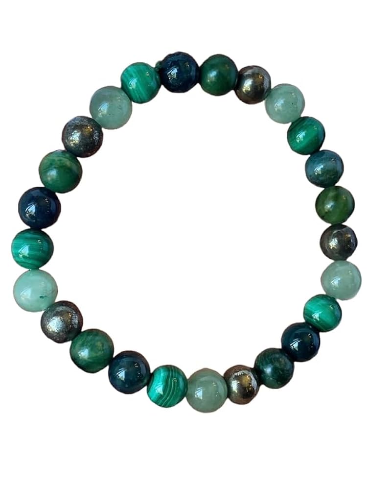 Bracciale Con Perle Di Malachite Naturale - 7 Pollici Regolabile, Donne E Uomini - Foto 9
