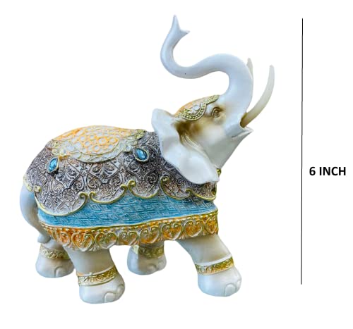 Image of AUGEN Polyresin Elephant Idol Statue Showpiece for Home Decor Decoration and Gifting (1 Piece,7145C1)-A