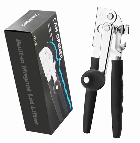 Manual Can Opener Heavy Duty Smooth Edge - Bottle Opener Combo for Seniors Adults, Stainless Steel...