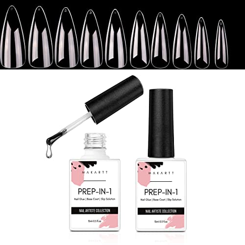 Makartt Stiletto Nail Tips Bundle Nail Glue Gel,500Pcs Full Cover False Nails Clear Press Acrylic Nails 3 In 1 Nail Gel Super Strong Brush On Nail Glue Long Lasting Uv Nail Glue #TOP14