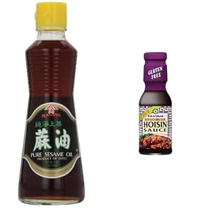 Kadoya Pure Sesame Oil (11 Fl Oz) and Kikkoman Gluten-Free Hoisin Sauce (13.2 Oz) Asian Cooking Bundle