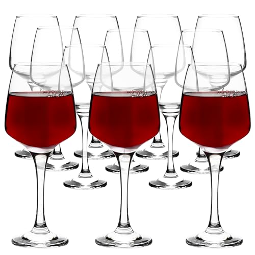 Homiu Large Red Wine Glasses Set of 12 | 400 ML | Crystal Clarity Wine Drinking Glass | Florence Collection | Party Wedding Gift Cocktail | Home Restaurants Kitchen Glassware | Dishwasher Safe