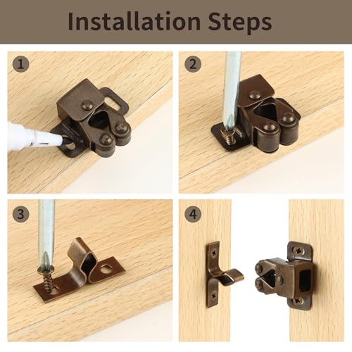 Möbelschnäpper 10 Stück Doppel-Rollenschnäpper Schranktür Tür Latch Fang stark Schnäpper Schranktür Schrankverschlüsse für Küche Schranktüren Schränke