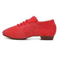 Tanzschuhe Damen Latein Bequeme Moderne Jazztanzschuhe mit Schnürung Schuhe Geschlossen Bachata Tango Trainerschuhe Atmungsaktiv Schlupfschuhe Leichtgewichts Slip On Flache Freizeitschuhe – Ansicht 5