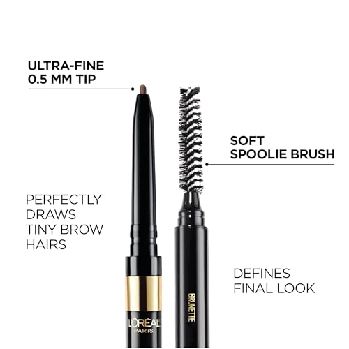 L'Oreal - Cosmetics L'Oreal Paris Makeup Brow Stylist Definer Waterproof Eyebrow Pencil, Ultra-Fine Mechanical Pencil, Draws Tiny Brow Hairs and Fills in Sparse Areas and Gaps, Brunette, 0.003 Ounce (Pack of 2)