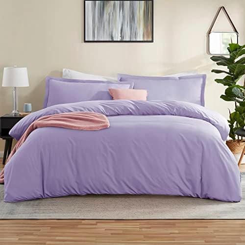 nestl Twin Duvet Cover Set - Soft Double Brushed Lavender Duvet Cover Twin, 2 Piece Twin/Twin XL Duvet Cover with Button Closure, 1 Duvet Cover 68x90 inches and 1 Pillow Sham