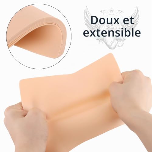 8 Pièces Peau Synthétique Tatouage Fausse Peau Tatouage Peau de Tatouage Double Face pour Tester le Machine Tatouage Les Fournitures de Tatouage | 18.8 X14.2 cm – vue 3