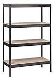 Schulte Regalwelt Schwerlastregal mit 4 Holzböden, 180x160x60 cm (HxBxT), Traglast pro Ebene ca. 250 Kg, schwarz-Struktur, Lagerregal, Kellerregal, Werkstattregal, Steckregal