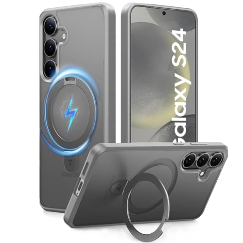 Image of Samsung S24 Magsafe Stand Case | Matte Design & 360 Protection | Military-Grade Samsung Galaxy S24 Cover | Ultra Premium - Gray