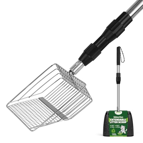 Pelle à litière pour chat XBX extensible en acier inoxydable avec son support - 2