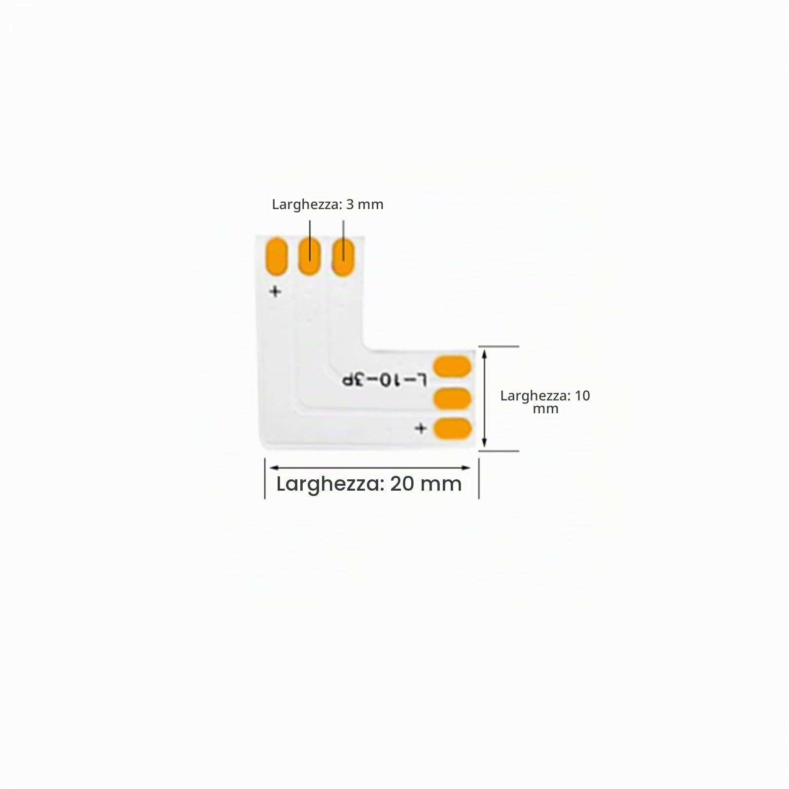 Connettore LED a forma di L a 3 pin 10 mm di larghezza senza connettore angolare a saldare Adatto per strisce luminose LED RGB 3528 ws2811 ws2812b 5050 di 10 mm di larghezza