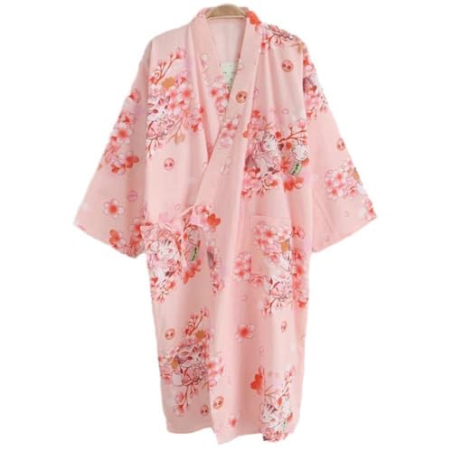 Glixoft Pijamas De Estilo Japonés, Tipo Kimono Rosa, Camisón De Media Manga, Disfraz Casero Informal para Hogar Y Vacaciones